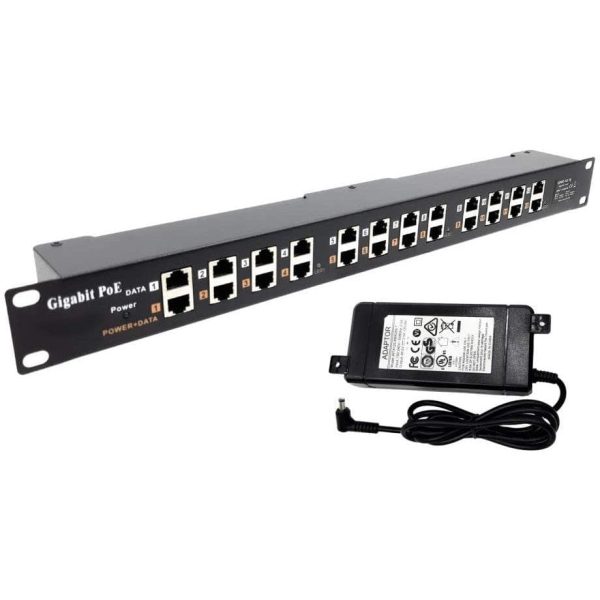 12-Port Gigabit Passive Rack Mount PoE Injector with 48 Volt 120 Watt Power  Supply - US BROADCAST