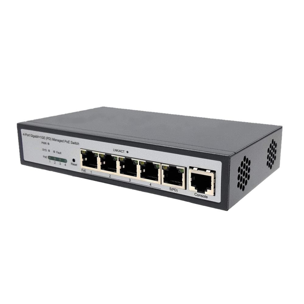 Managed Switch Din Rail 4-Port Gigabit 802.3af/at PoE + 4-Port Gigabit RJ45  + 2-Port Gigabit SFP optical port - LINKOH