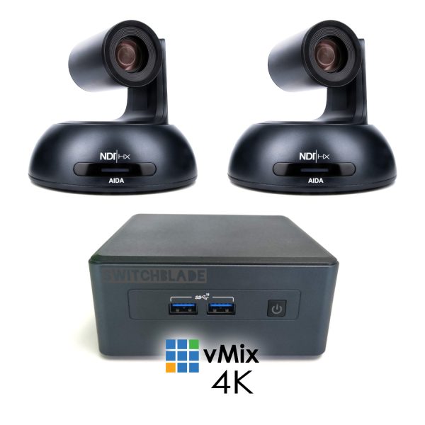 2 Camera Bundle with Two (2) AIDA Imaging PTZ-NDI-X18B Cameras and Switchblade Splyce NDI vMix Production System - Image 1