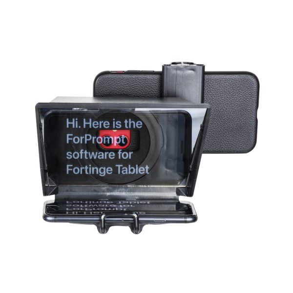 MIA-XL Front with Smartphone Fortinge MIA-XL Mobile Prompter for webcams, Smartphones, DSLRs & Mirrorless Cameras - Image 1