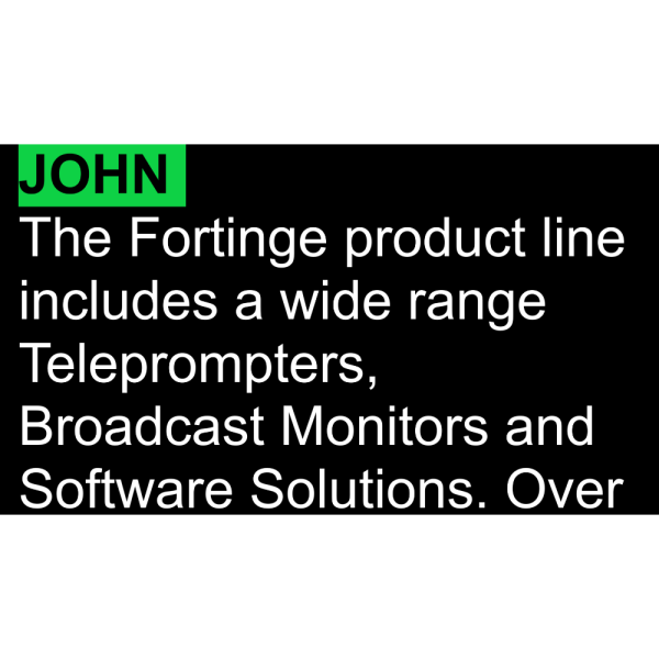 ForPrompt prompter view with talent name Fortinge ForPrompt Pro+MOS to ForPrompt Studio News Software Upgrade - Image 7
