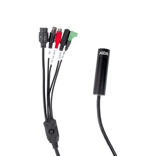 HD3G-IPC-MINI Top with connections 1000px AIDA Imaging HD3G-IPC-MINI - Full HD 3G-SDI Weatherproof IP67  Lipstick Style Camera with IP Control - Image 2