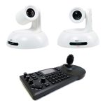 2 Camera Controller Bundle with Two (2) AIDA Imaging PTZ-NDI3-X20B (White) 120FPS AI Auto-tracking Cameras and NDI PTZ Controller