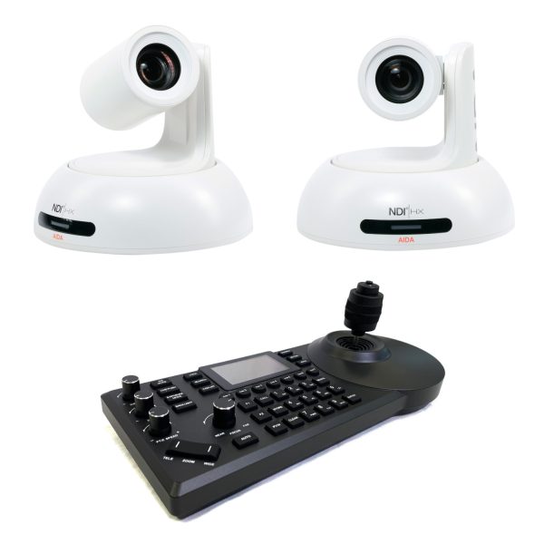 USBD-2PTZNDI3X20W-VNDI 2 Camera Controller Bundle with Two (2) AIDA Imaging PTZ-NDI3-X20B (White) 120FPS AI Auto-tracking Cameras and NDI PTZ Controller - Image 1