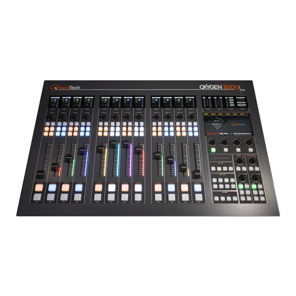 Axel Oxygen 3000 Plus Digital Broadcast 12 Fader Audio Console with Two Audio Interface Cards and 16 Channel Dante Interface - Image 1