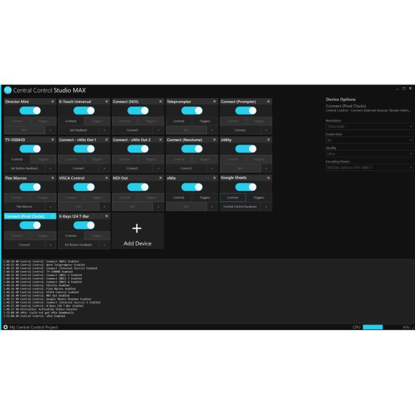 Studio MAX UI 1500px Central Control STUDIO MAX - Production Control and Automation Software - Image 1