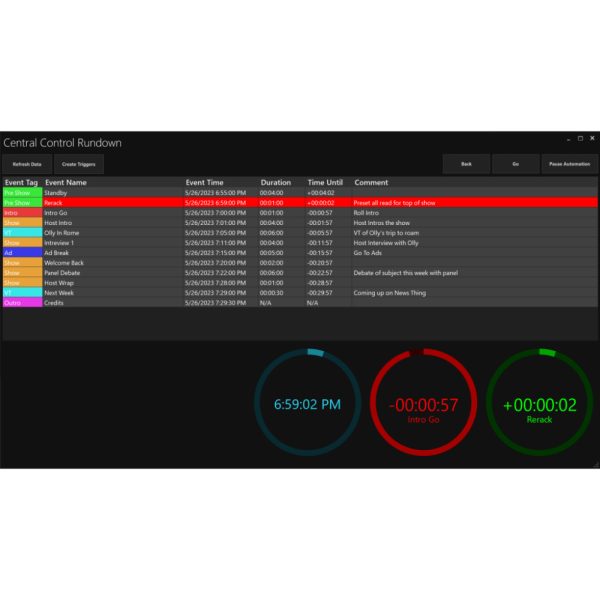 Central Control Rundown interface 1000px Central Control STUDIO MAX - Production Control and Automation Software - Image 3